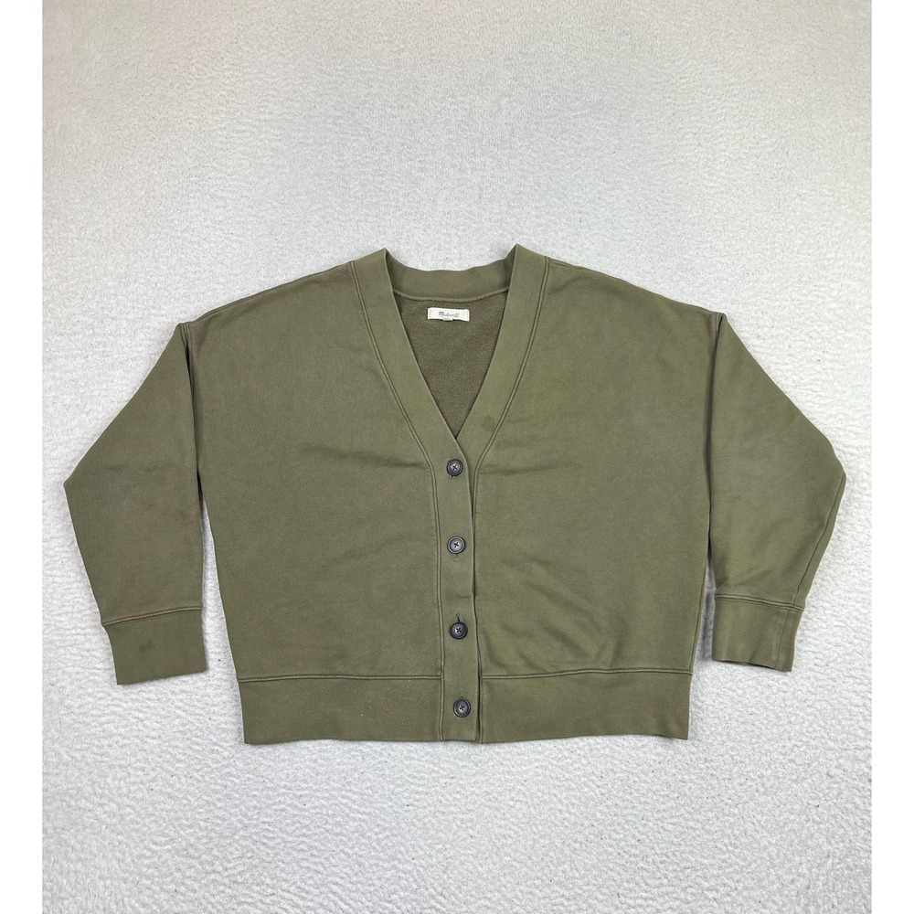 Madewell Sweater Womens Small Green Cardigan Button Front V Neck Cropped NG711